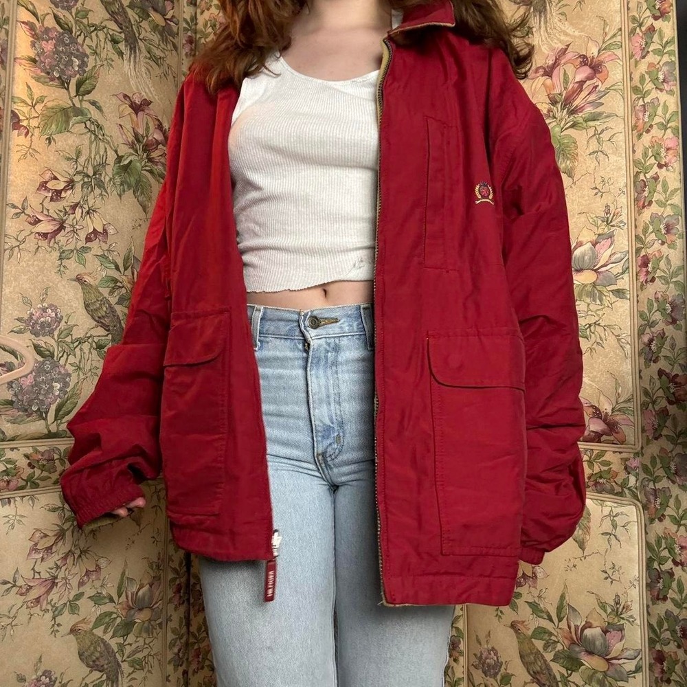 Tommy Hilfiger Fleece Lined Red Fishermans Jacket Mens Outerwear